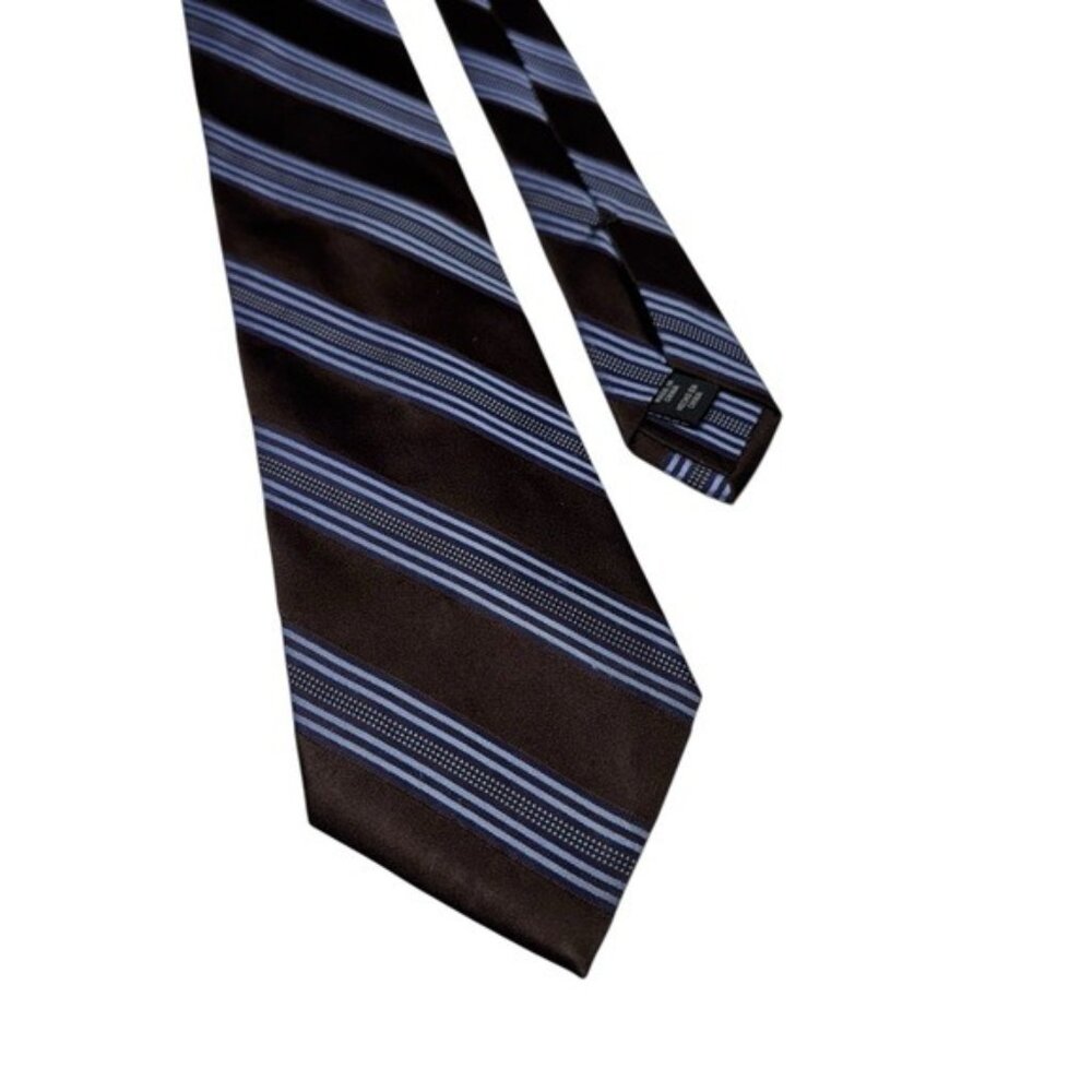 Jones New York Mens Silk Tie Quiet Luxury Old Money Formal Blue Brown